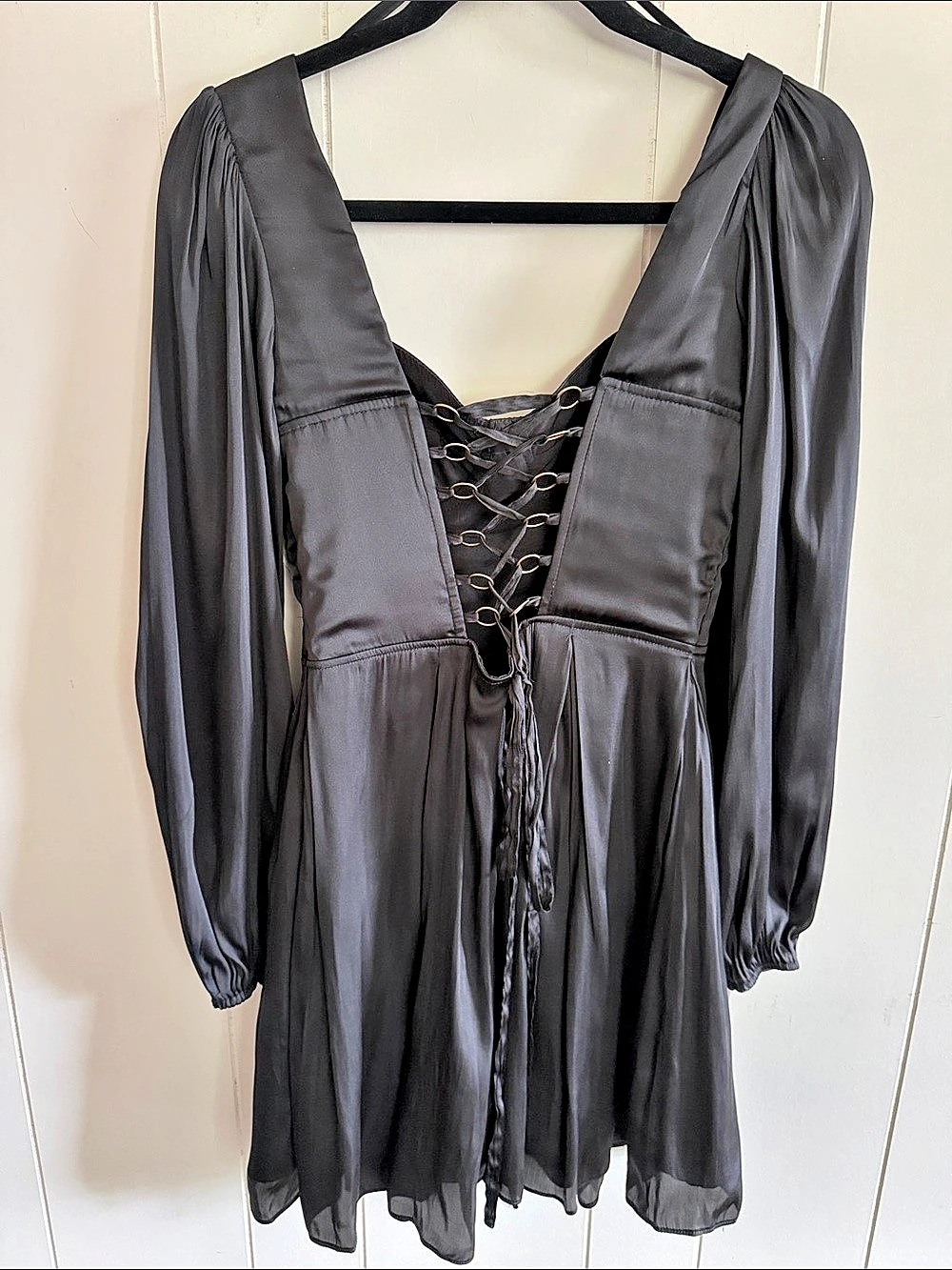 AQUA Satin Corset Dress Whimsigoth Dark Romantic Regencycore Edgy Coquette - Picture 5 of 16